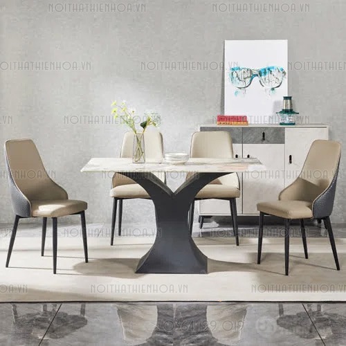 Bộ bàn ăn 4 ghế mặt đá hiện đại
