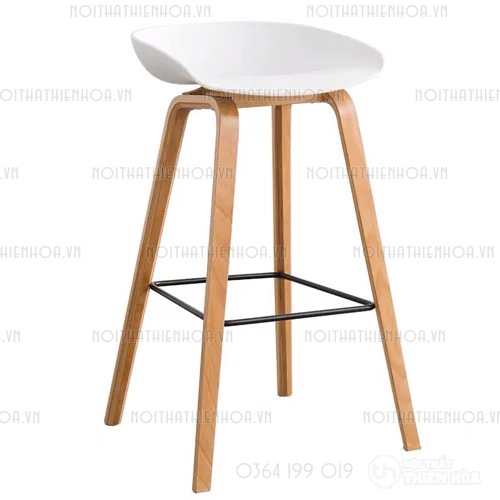 Ghế quầy bar hay stool lưng nhựa chân gỗ nhập khẩu cao cấp