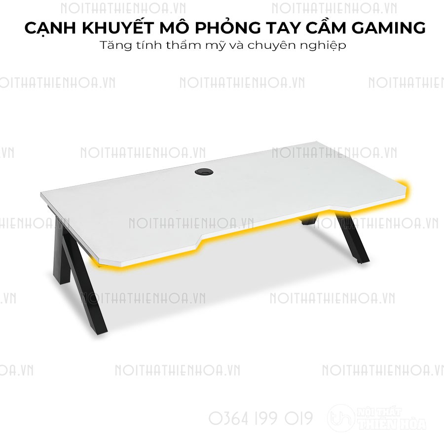 bàn bệt gaming chữ K mặt trắng cạnh khuyết mô phỏng tay cầm gaming