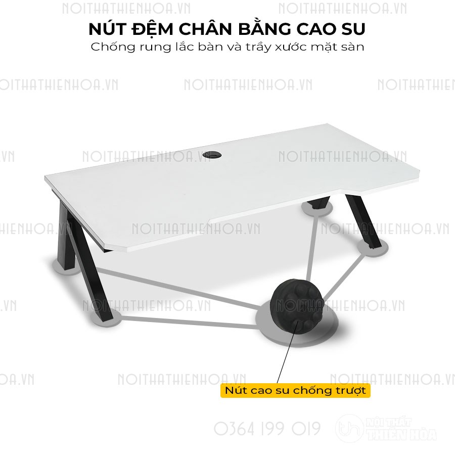 bàn bệt gaming chữ K mặt trắng nút đệm cao su