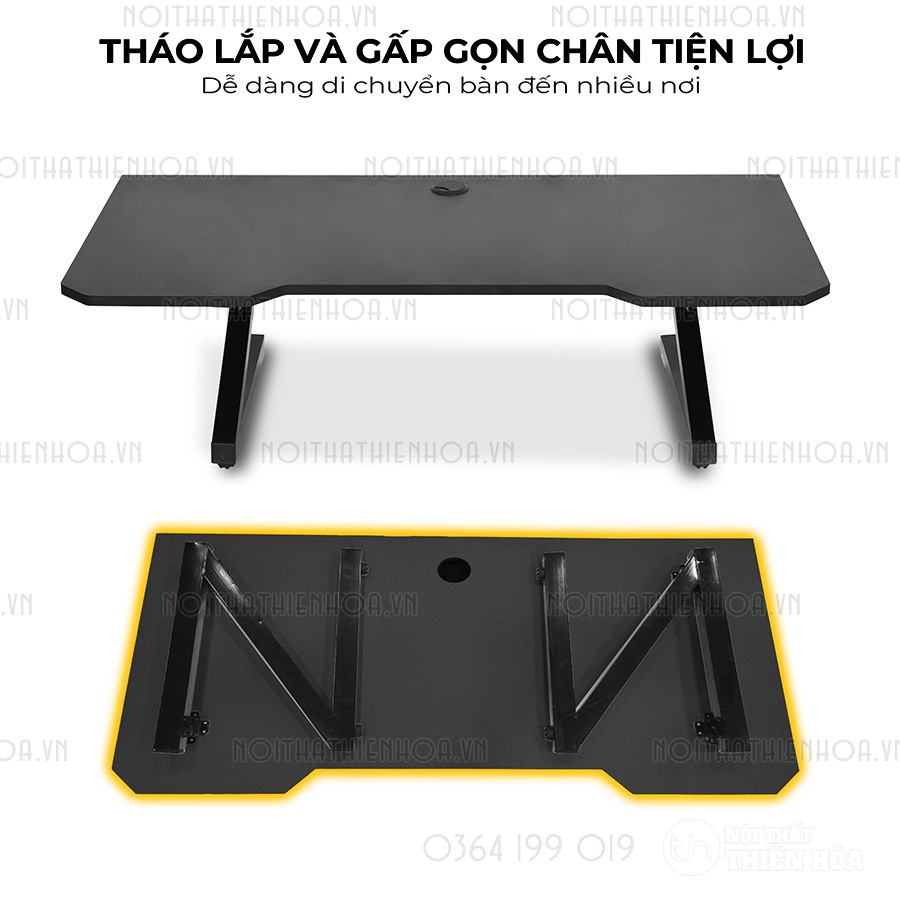 Bàn bệt gaming chữ Z mặt đen tháo lắp và gấp gọn chân tiện lợi