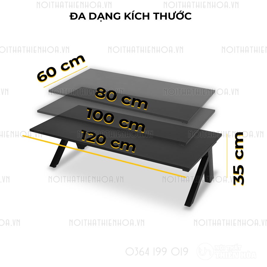 Bàn Bệt làm việc chữ K mặt đen đa dạng kích thước