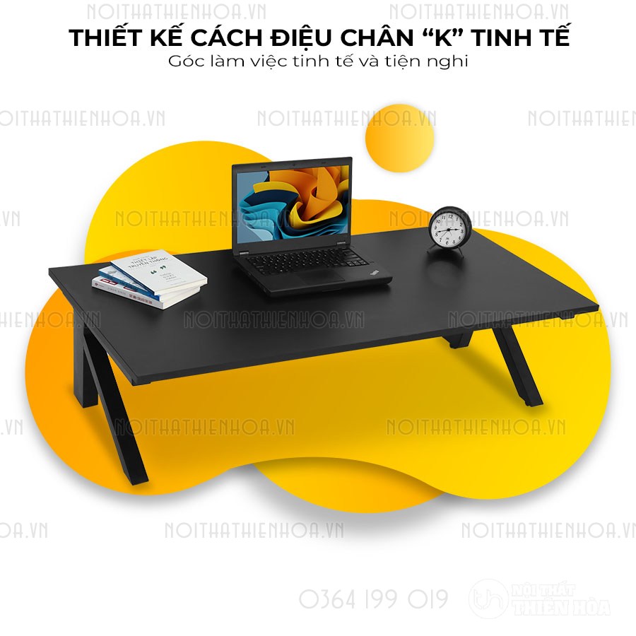Bàn Bệt làm việc chữ K mặt đen thiết kế cách điệu chân chữ k tinh tế