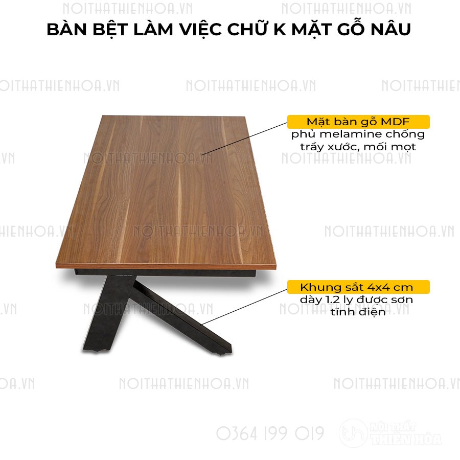 bàn bệt làm việc chữ K mặt gỗ nâu (2)