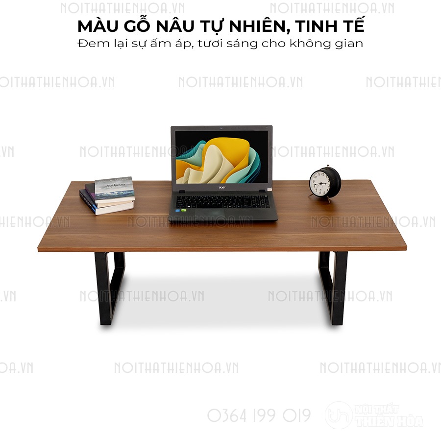 Bàn bệt làm việc chữ U mặt gỗ nâu - Màu gỗ nâu tự nhiên, tinh tế