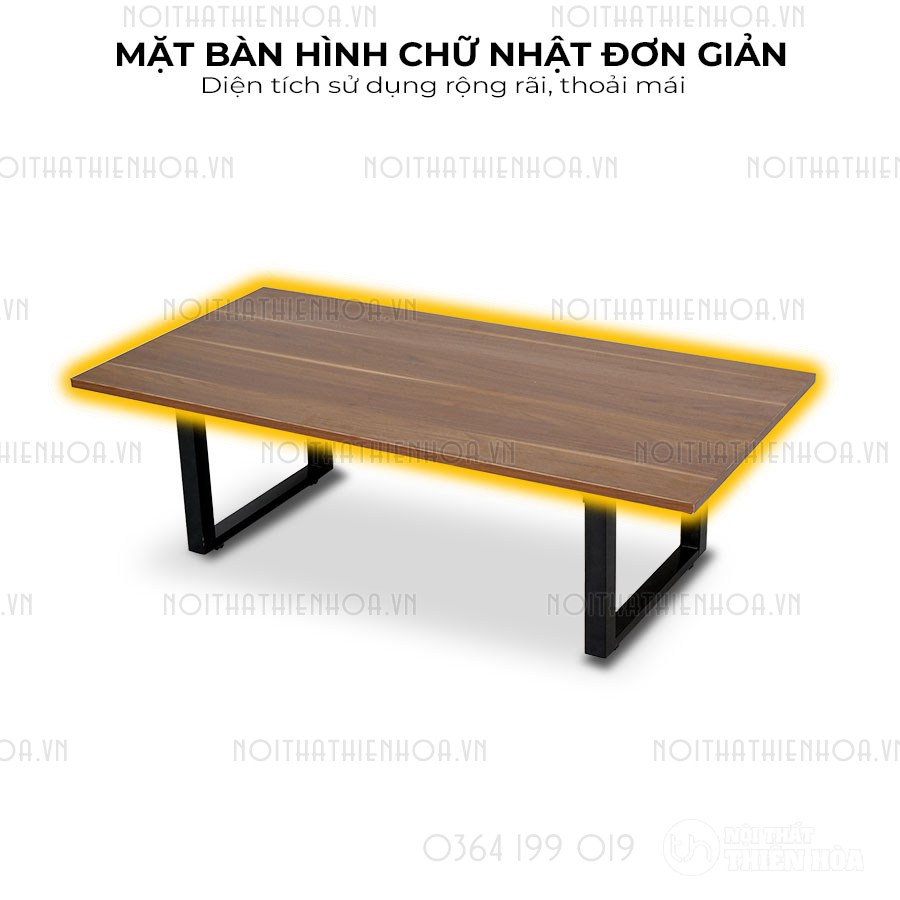 Bàn bệt làm việc chữ U mặt gỗ nâu - Mặt bàn hình chữ nhật đơn giản