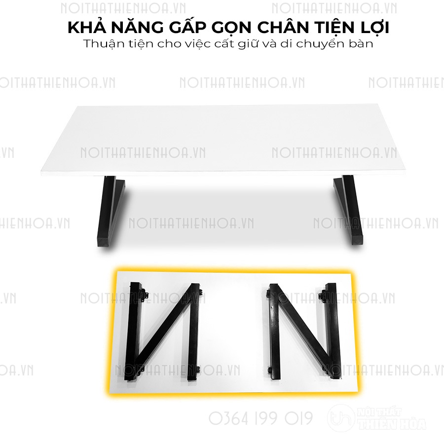bàn bệt làm việc chữ z mặt trắng - Khả năng gấp gọn chân tiện lợi