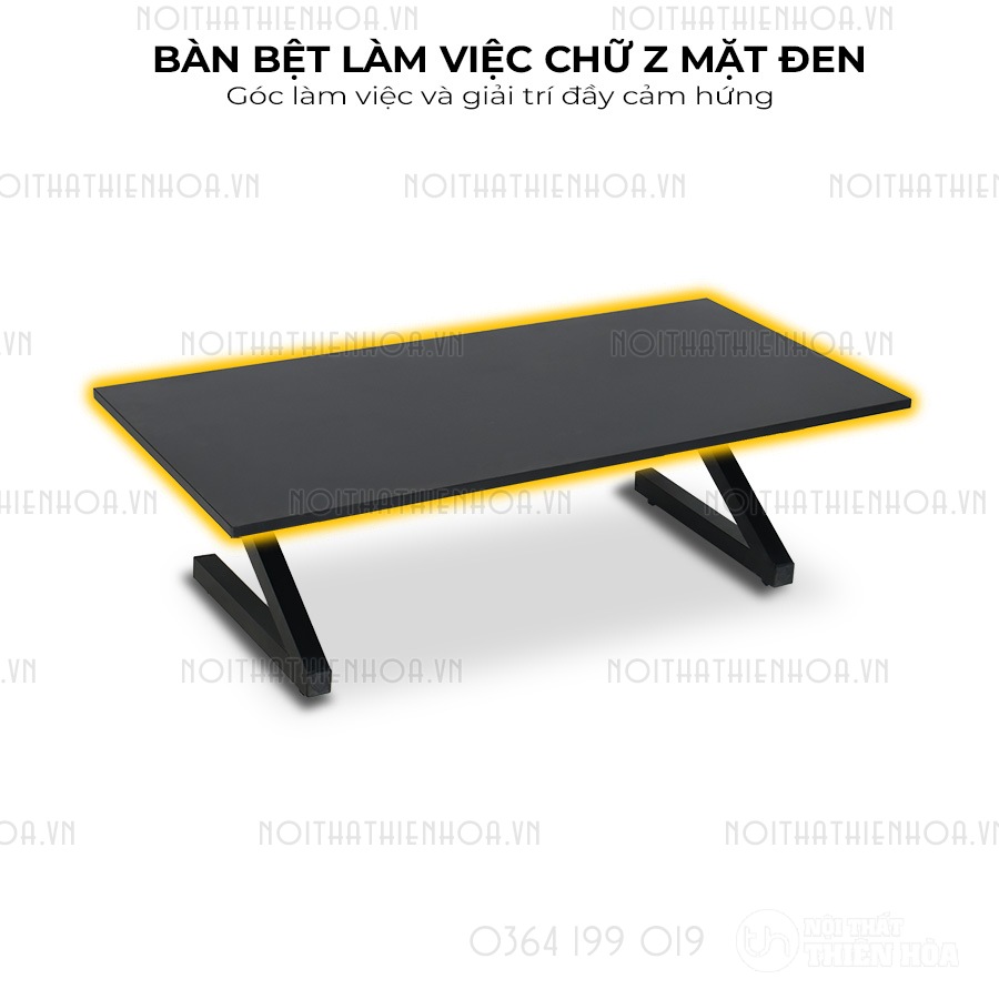 bàn ngồi bệt làm việc chữ Z mặt đen góc làm việc và giải trí đầy cảm hứng