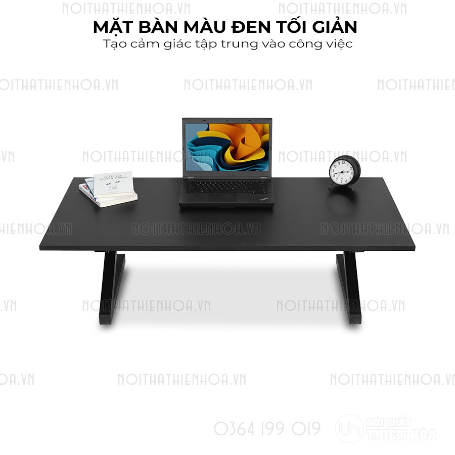 bàn ngồi bệt làm việc chữ Z mặt đen tối giản