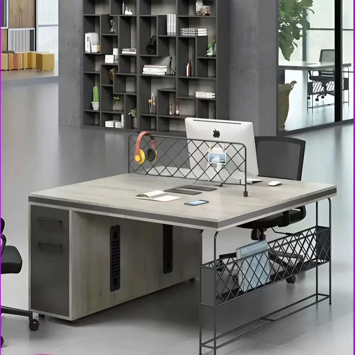 cum-ban-lam-viec-2-nguoi-co-hoc-tu-ke-sat Cụm Bàn Làm Việc 2 Người Tích Hợp Hộc Tủ Và Kệ Sắt Để Hồ Sơ