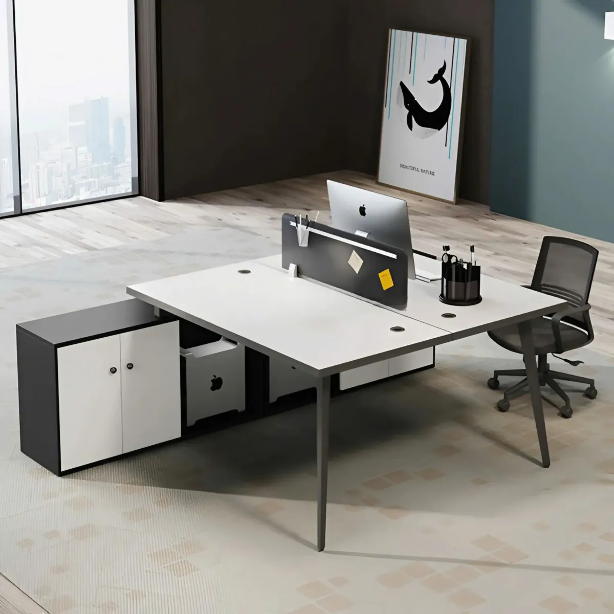 cum-ban-lam-viec-2-nguoi-toi-gian-co-vach-ngan-tien-loi-01 Cụm Bàn Làm Việc 2 Người Tối Giản Có Vách Ngăn Tiện Lợi