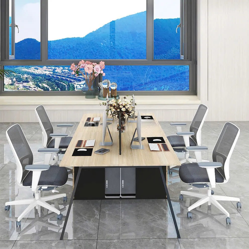 Cụm Bàn Làm Việc 4 Người Chân Sắt Sơn Tĩnh Điện Sang Trọng