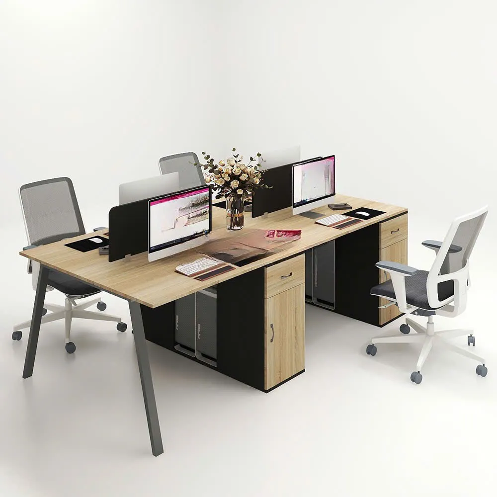 Cụm Bàn Làm Việc 4 Người Chân Sắt Sơn Tĩnh Điện Sang Trọng