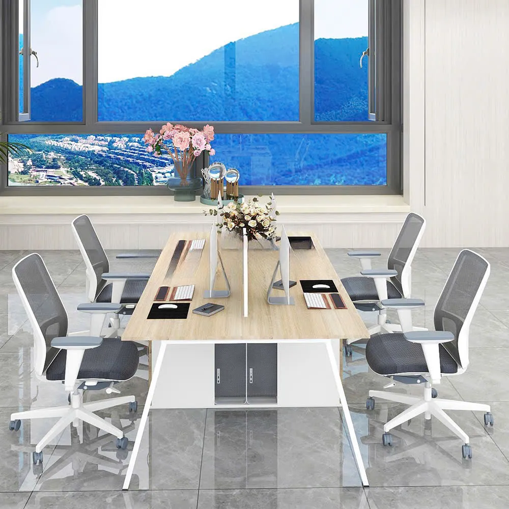 Cụm Bàn Làm Việc 4 Người Chân Sắt Sơn Tĩnh Điện Sang Trọng