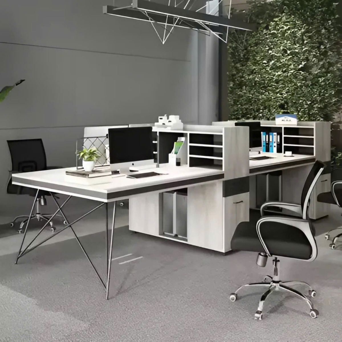 cum-ban-lam-viec-4-nguoi-kem-ke-nhieu-tang-sieu-gon-02 Cụm Bàn Làm Việc 4 Người Kèm Kệ Nhiều Tầng Siêu Gọn