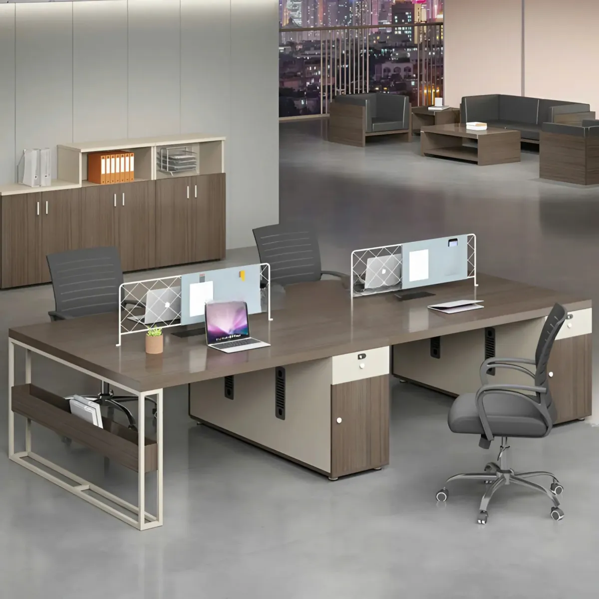 cum-ban-lam-viec-4-nguoi-thiet-ke-chu-nhat-don-gian-01 Cụm Bàn Làm Việc 4 Người Thiết Kế Chữ Nhật Đơn Giản