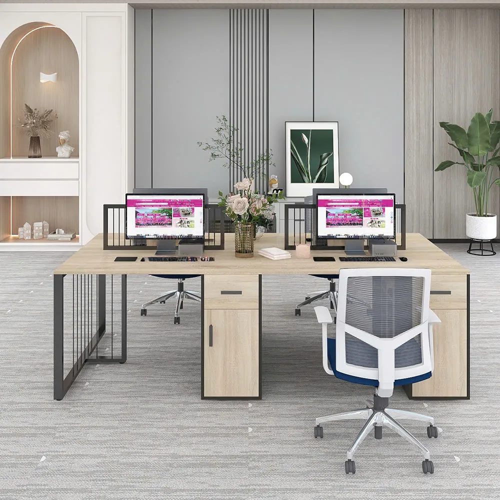 cum-ban-lam-viec-4-nguoi-toi-gian-07 Cụm Bàn Làm Việc 4 Người Tối Giản Hiện Đại