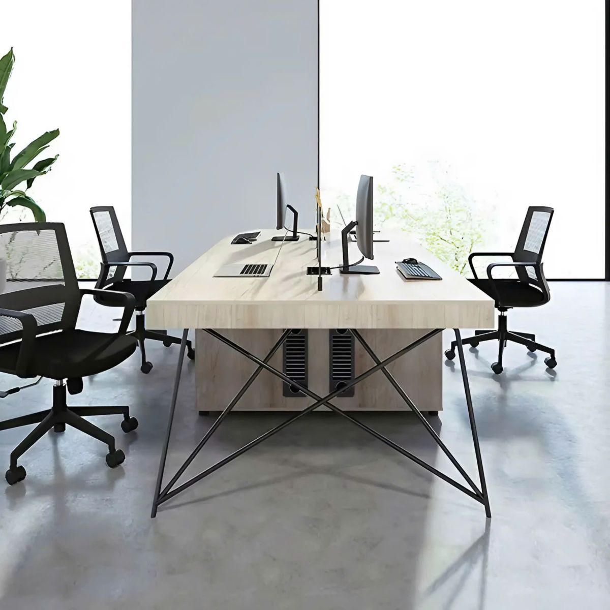 cum-ban-lam-viec-4-nguoi-toi-gian-cuc-chat-04 Cụm Bàn Làm Việc 4 Người Tối Giản Mà Cực Chất