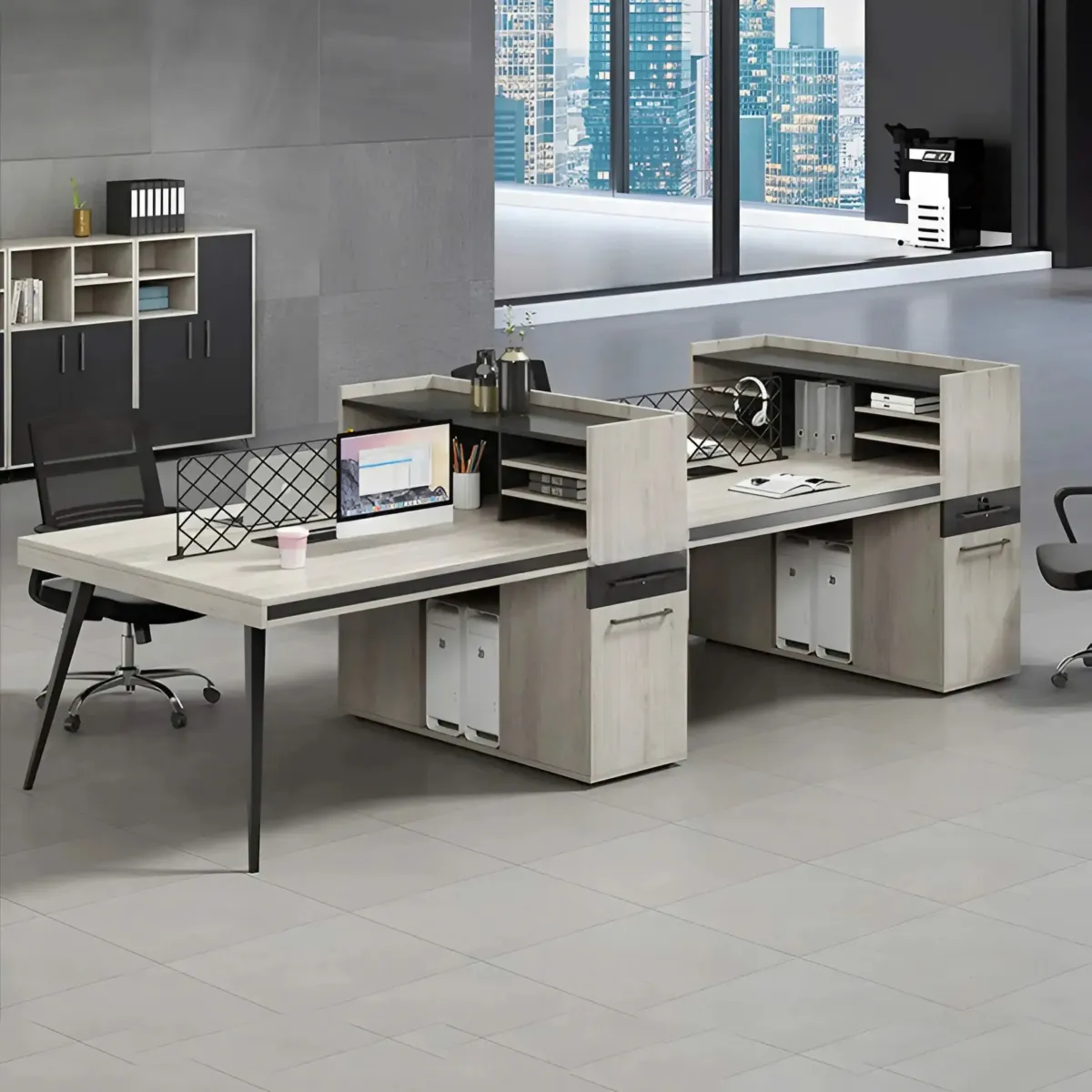 Cụm Bàn Làm Việc 4 Người Tối Ưu Mọi Góc Văn Phòng