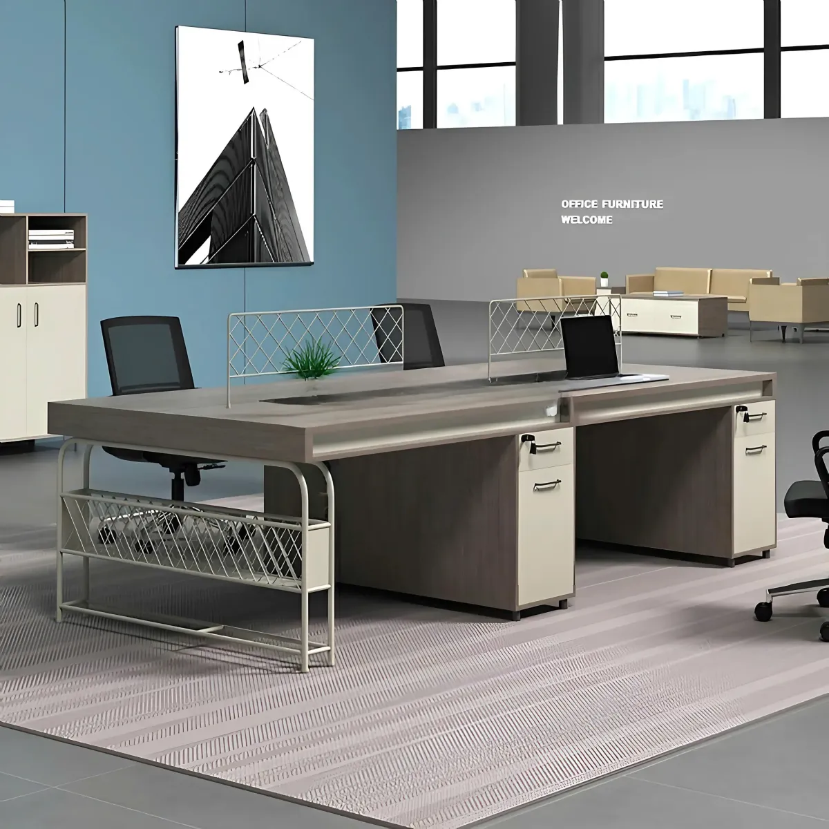 cum-ban-lam-viec-nhom-4-nguoi-co-hoc-tu-va-vach-ngan-02 Cụm Bàn Làm Việc Nhóm 4 Người Có Hộc Tủ Và Vách Ngăn